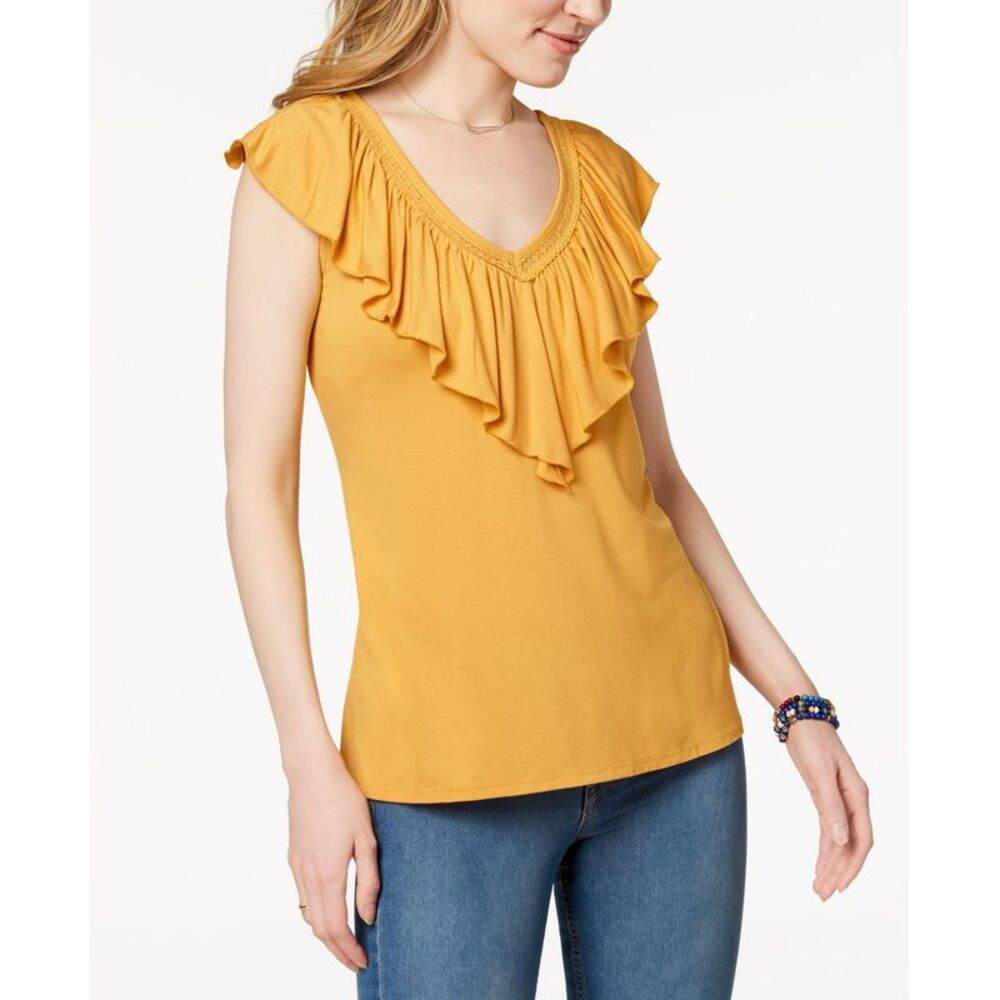 Style & Co V Neck Ruffled Top
